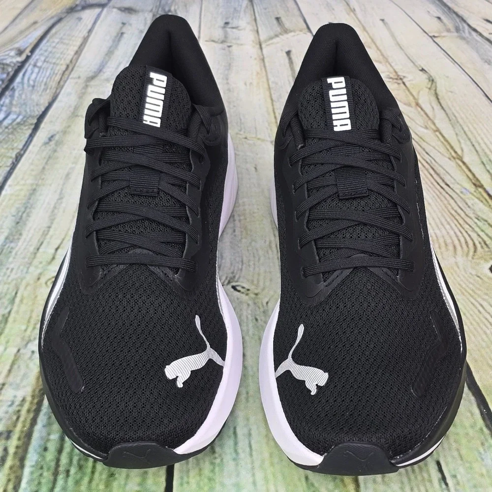 Puma Pounce Lite Running Shoes Mens 9.5 Black White Silver 310778-01 Athletic